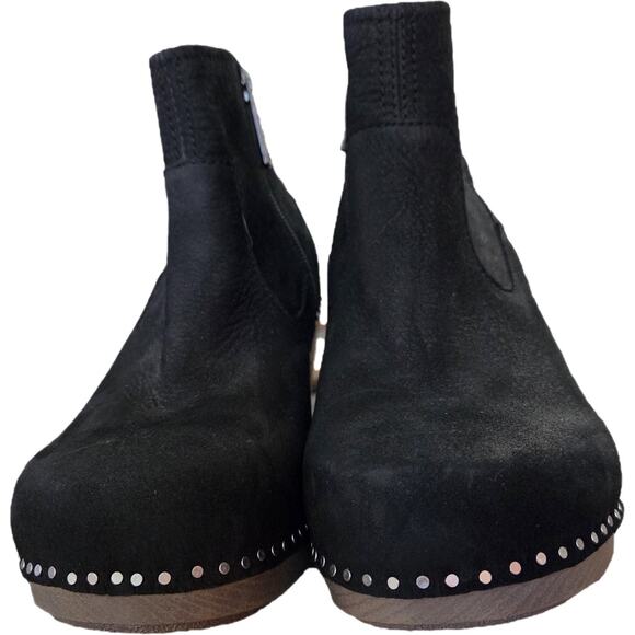 Dansko Black Nubuck Platform Ankle Boots Rivets Boho Hippie 39 - Picture 4 of 12